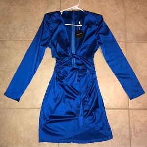Blue Satin Kylie Jenner Inspired Dress S NWT